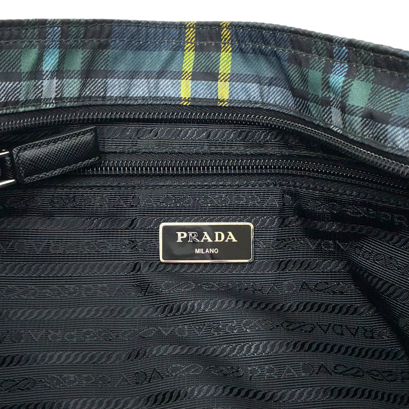 PRADA ナイロン チェックショルダーバッグ VA0220 ネイビー プラダ 【102058897007】