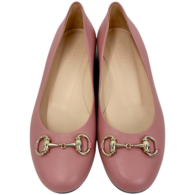 GUCCI ホースビット レザー フラットシューズ 466700 サイズ37(約24cm相当) ピンク グッチ 【102058927007】