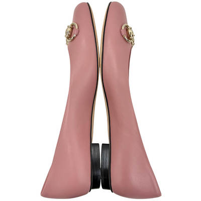 GUCCI ホースビット レザー フラットシューズ 466700 サイズ37(約24cm相当) ピンク グッチ 【102058927007】