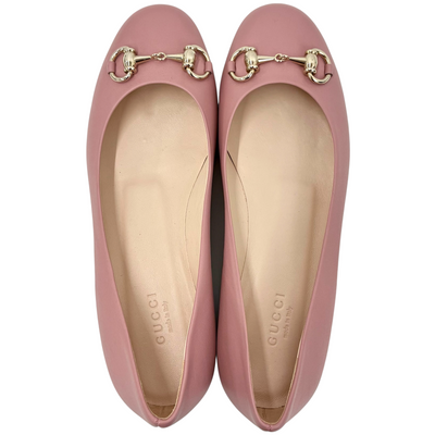 GUCCI ホースビット レザー フラットシューズ 466700 サイズ37(約24cm相当) ピンク グッチ 【102058927007】