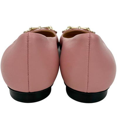 GUCCI ホースビット レザー フラットシューズ 466700 サイズ37(約24cm相当) ピンク グッチ 【102058927007】