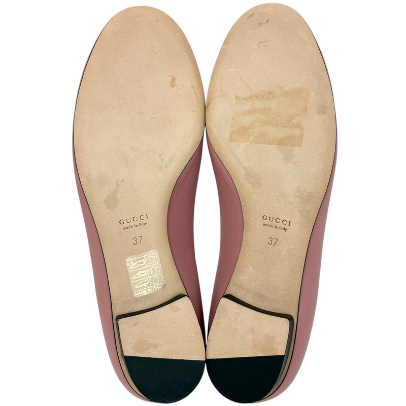 GUCCI ホースビット レザー フラットシューズ 466700 サイズ37(約24cm相当) ピンク グッチ 【102058927007】