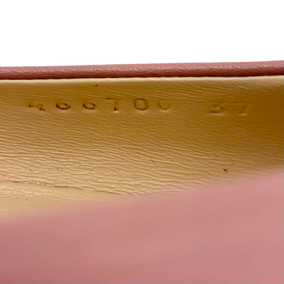 GUCCI ホースビット レザー フラットシューズ 466700 サイズ37(約24cm相当) ピンク グッチ 【102058927007】