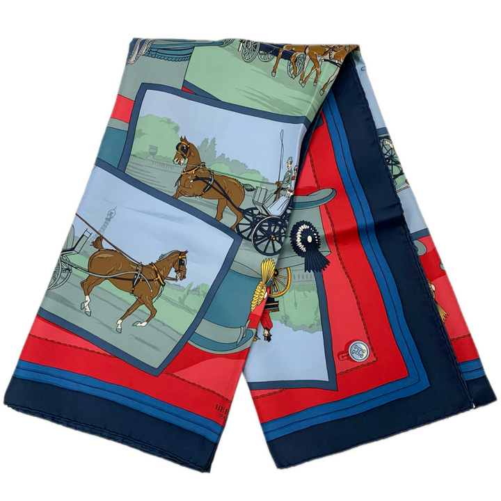 HERMES カレ90 シルクスカーフ 馬車とハット 約88×88cm エルメス