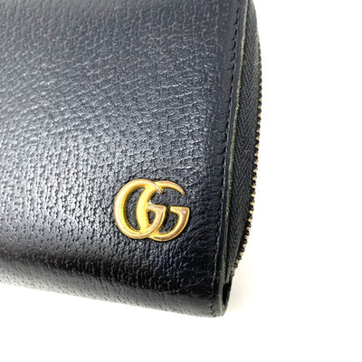 GUCCI(グッチ)　GGマーモント　レザー　ラウンドファスナー長財布　428736　ブラック　 【102058956003】