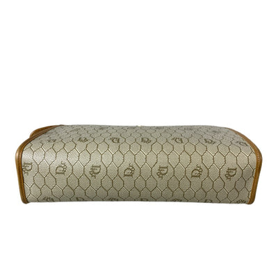 Christian Dior ディオール セカンドバッグ オールドディオール ロゴ ベージュ×ブラウン PVC×レザー メンズ レディース バッグ 【102058961003】