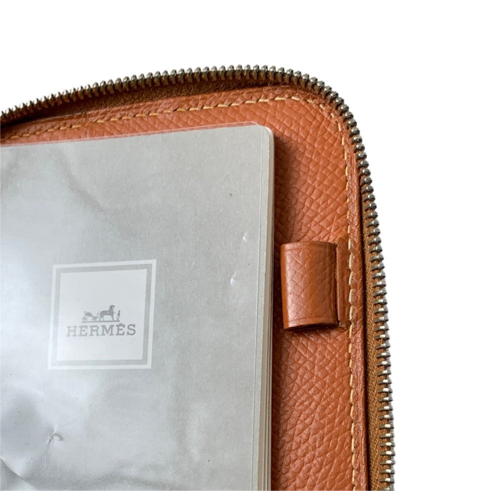 HERMES エルメス シルキーデイリーPM 手帳カバー レザー ブラウン
