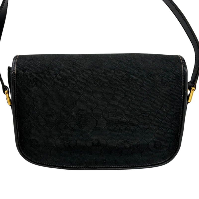 Dior ハニカム柄 ショルダーバッグ ブラック PVC×レザー ディオール 【102059279006】