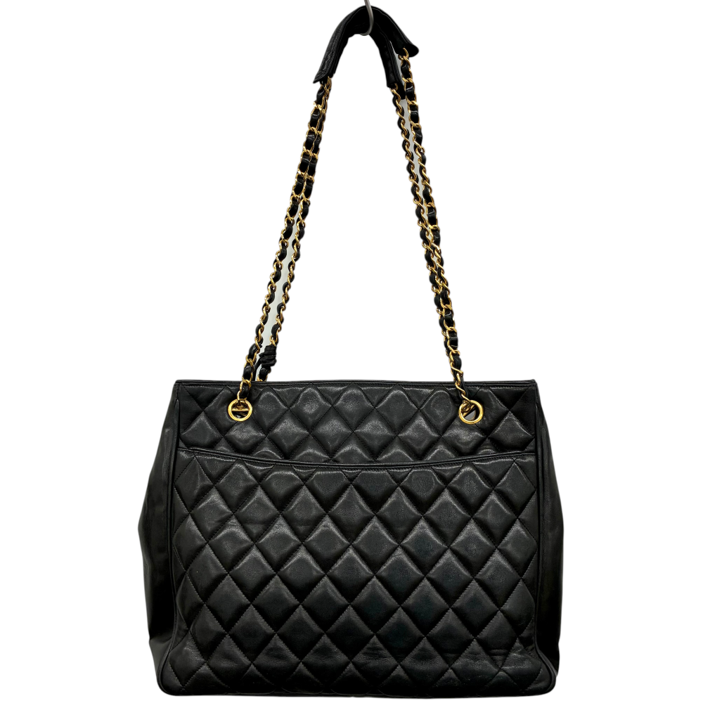シャネル　マトラッセ　Wチェーン　トートバッグ　ラムスキン　黒　5573 CHANEL マトラッセ ラムスキン チェーンショルダートート ブラック