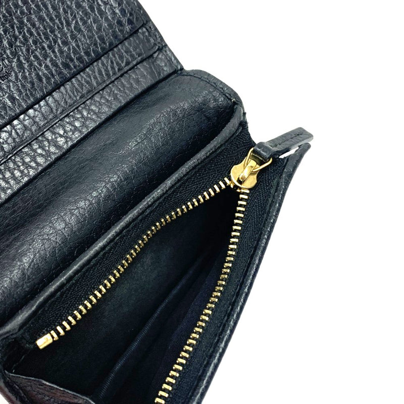 GUCCI(グッチ) プチマーモント カードケース ウォレット（コイン＆紙幣入れ付き）456126 ブラック 二つ折り財布 レディース 【102059439001】