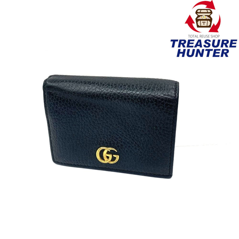 GUCCI(グッチ) プチマーモント カードケース ウォレット（コイン＆紙幣入れ付き）456126 ブラック 二つ折り財布 レディース 【102059439001】