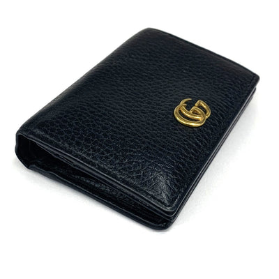 GUCCI(グッチ) プチマーモント カードケース ウォレット（コイン＆紙幣入れ付き）456126 ブラック 二つ折り財布 レディース 【102059439001】