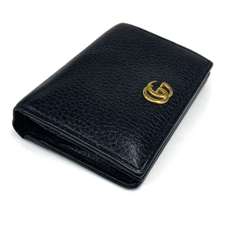 GUCCI(グッチ) プチマーモント カードケース ウォレット（コイン＆紙幣入れ付き）456126 ブラック 二つ折り財布 レディース 【102059439001】