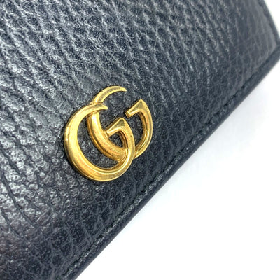 GUCCI(グッチ) プチマーモント カードケース ウォレット（コイン＆紙幣入れ付き）456126 ブラック 二つ折り財布 レディース 【102059439001】