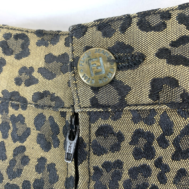 FENDI(フェンディ) レオパード サイドスリットスカート 09.552061 ブラウン サイズI42(L・11号相当) イタリア製 レディース  【102059442001】