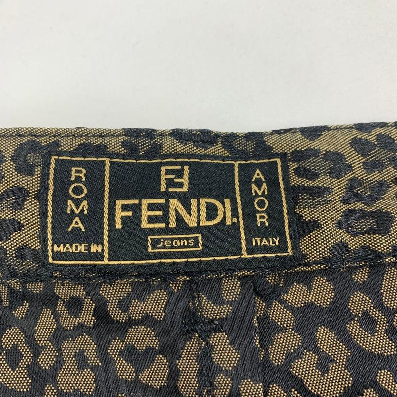 FENDI(フェンディ) レオパード サイドスリットスカート 09.552061 ブラウン サイズI42(L・11号相当) イタリア製 レディース  【102059442001】