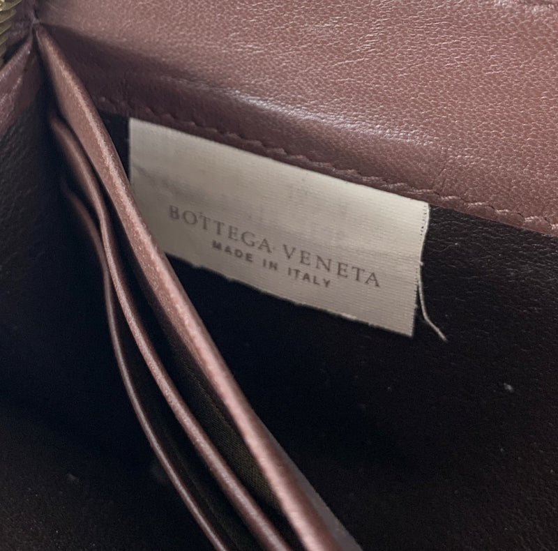 BOTTEGA VENETA イントレチャート ラウンドファスナー財布 114076 レザー ブラウン ボッテガヴェネタ レディース ウォレット 【102059481005】