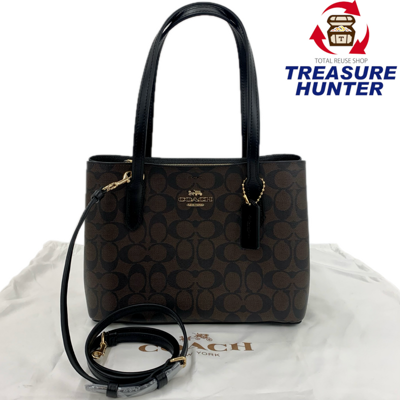 COACH シグネチャー ミニアベニューキャリーオール 2wayハンドバッグ 73293 ダークブラウン コーチ 【102059791006】