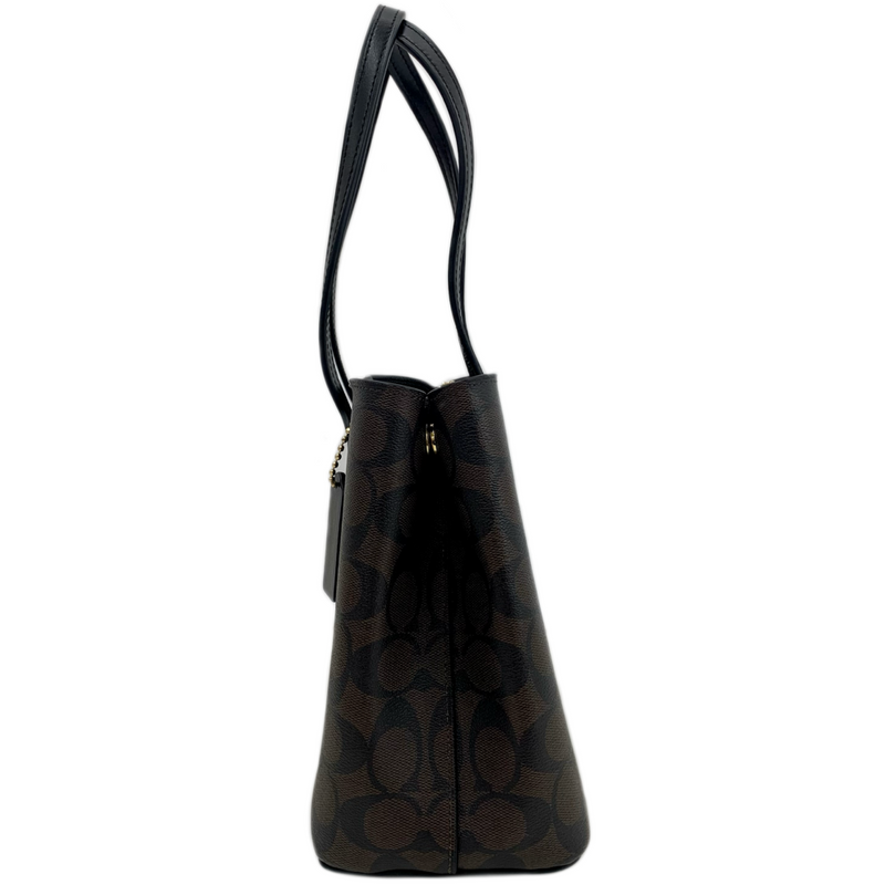 COACH シグネチャー ミニアベニューキャリーオール 2wayハンドバッグ 73293 ダークブラウン コーチ 【102059791006】