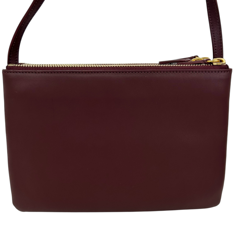 CELINE トリオスモール 171453 ボルドー レザー ショルダーバッグ 取り外し可能 セリーヌ 【102059842002】