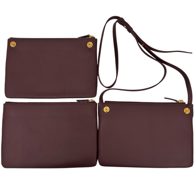 CELINE トリオスモール 171453 ボルドー レザー ショルダーバッグ 取り外し可能 セリーヌ 【102059842002】