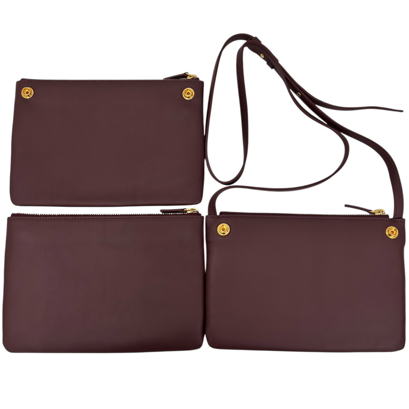 CELINE トリオスモール 171453 ボルドー レザー ショルダーバッグ 取り外し可能 セリーヌ 【102059842002】