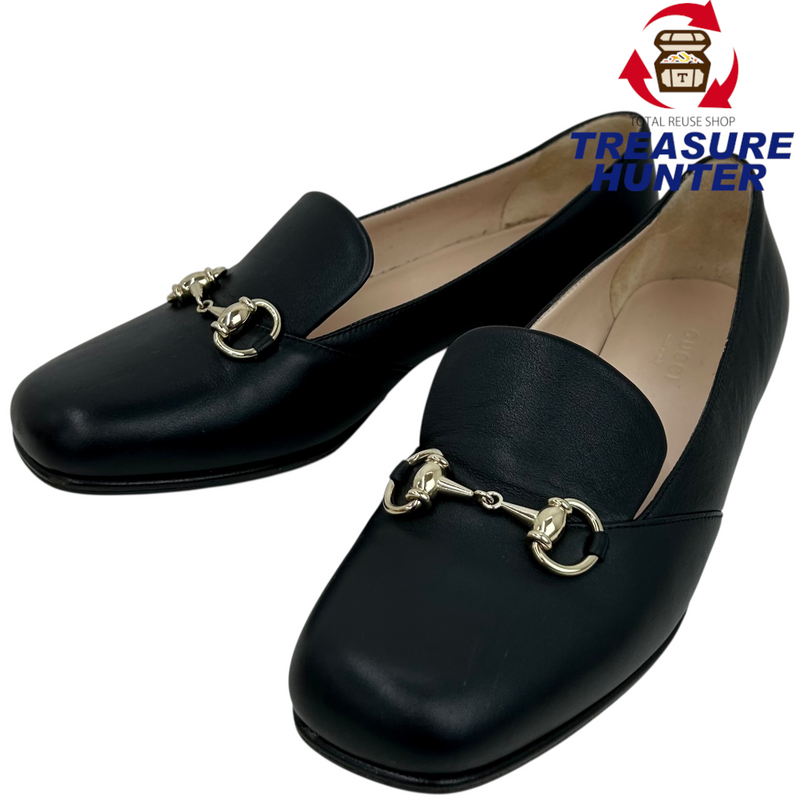 GUCCI ホースビット フラットパンプス 466702 サイズ37ハーフ(約24.5cm相当) ブラック グッチ 【102059870007】