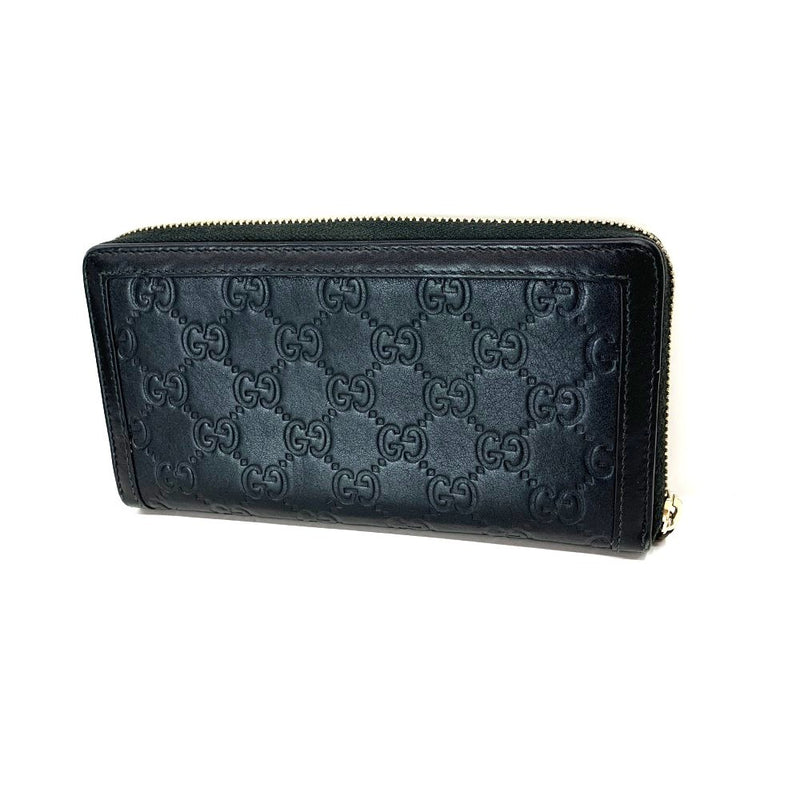 GUCCI(グッチ)　インターロッキングG グッチシマ　ラウンドファスナー長財布　308012・496085 レザー ブラック レディース 【102059967001】