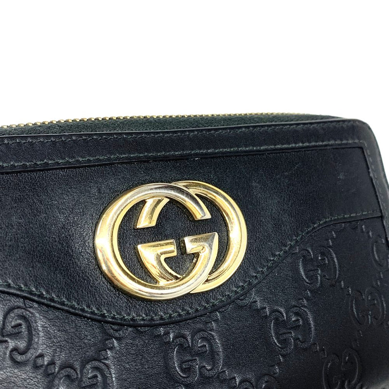 GUCCI(グッチ)　インターロッキングG グッチシマ　ラウンドファスナー長財布　308012・496085 レザー ブラック レディース 【102059967001】