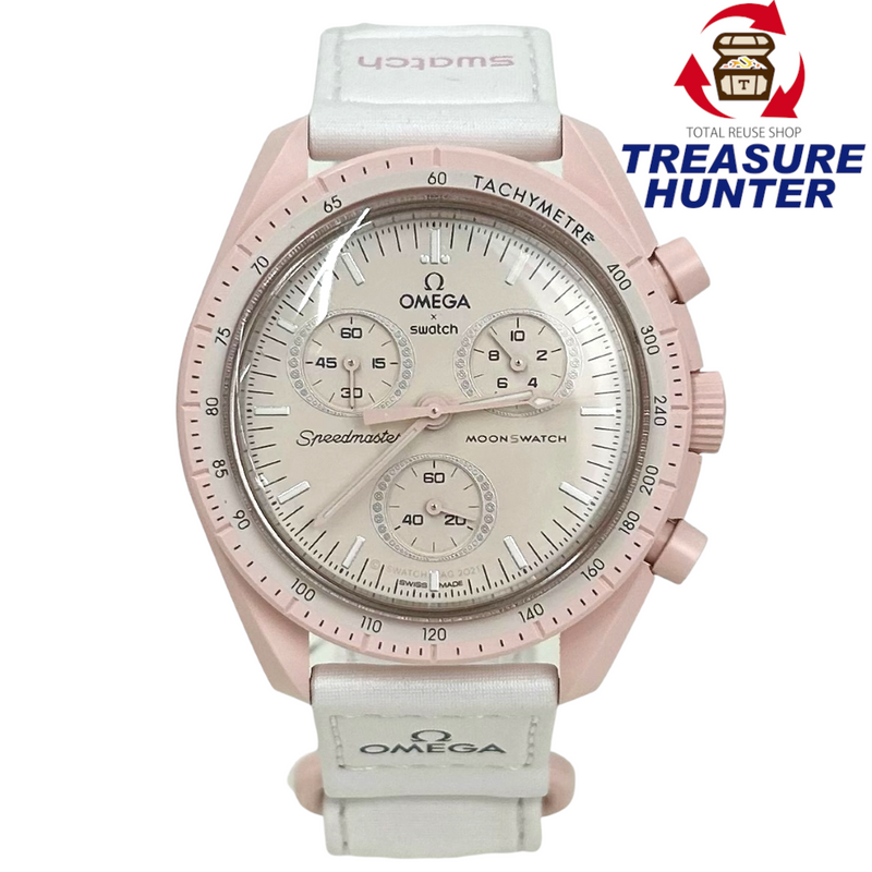OMEGA×Swatch MISSION TO THE VENUS クォーツ 腕時計 S033P100 バイオセラミック ホワイト×ピンク オメガ×スウォッチ 【102060130007】