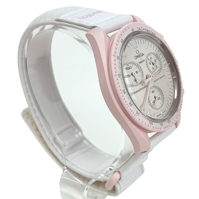 OMEGA×Swatch MISSION TO THE VENUS クォーツ 腕時計 S033P100 バイオセラミック ホワイト×ピンク オメガ×スウォッチ 【102060130007】