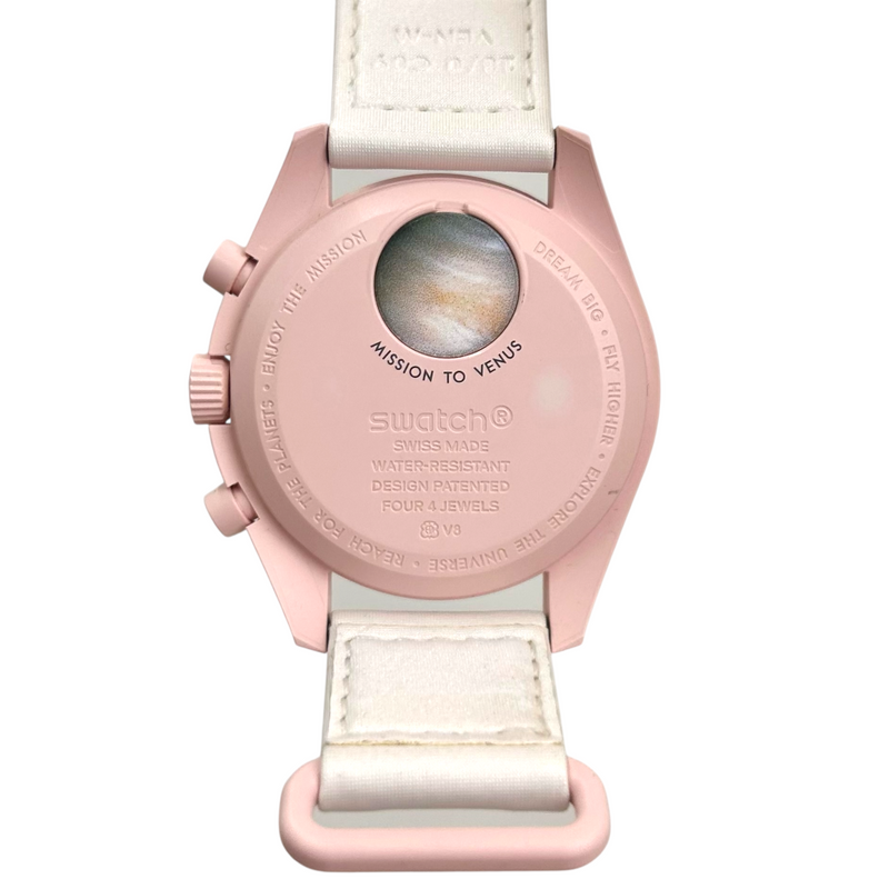 OMEGA×Swatch MISSION TO THE VENUS クォーツ 腕時計 S033P100 バイオセラミック ホワイト×ピンク オメガ×スウォッチ 【102060130007】