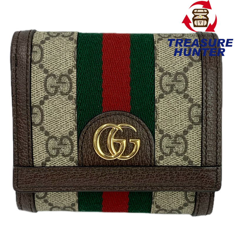 GUCCI GGスプリーム シェリーライン 二つ折り財布 898662-2184 ブラウン グッチ 【102060183006】