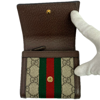 GUCCI GGスプリーム シェリーライン 二つ折り財布 898662-2184 ブラウン グッチ 【102060183006】