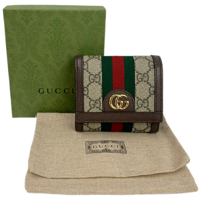 GUCCI GGスプリーム シェリーライン 二つ折り財布 898662-2184 ブラウン グッチ 【102060183006】