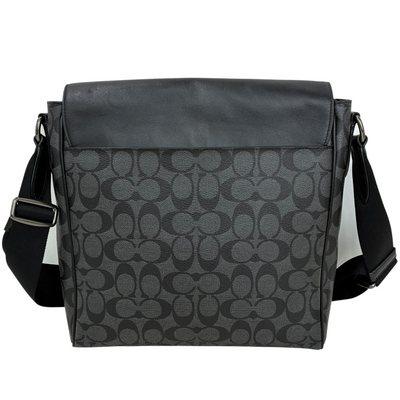 COACH PVCシグネチャー ヒューストン フラップショルダーバッグ F73339 チャコール×ブラック コーチ 【102060237007】