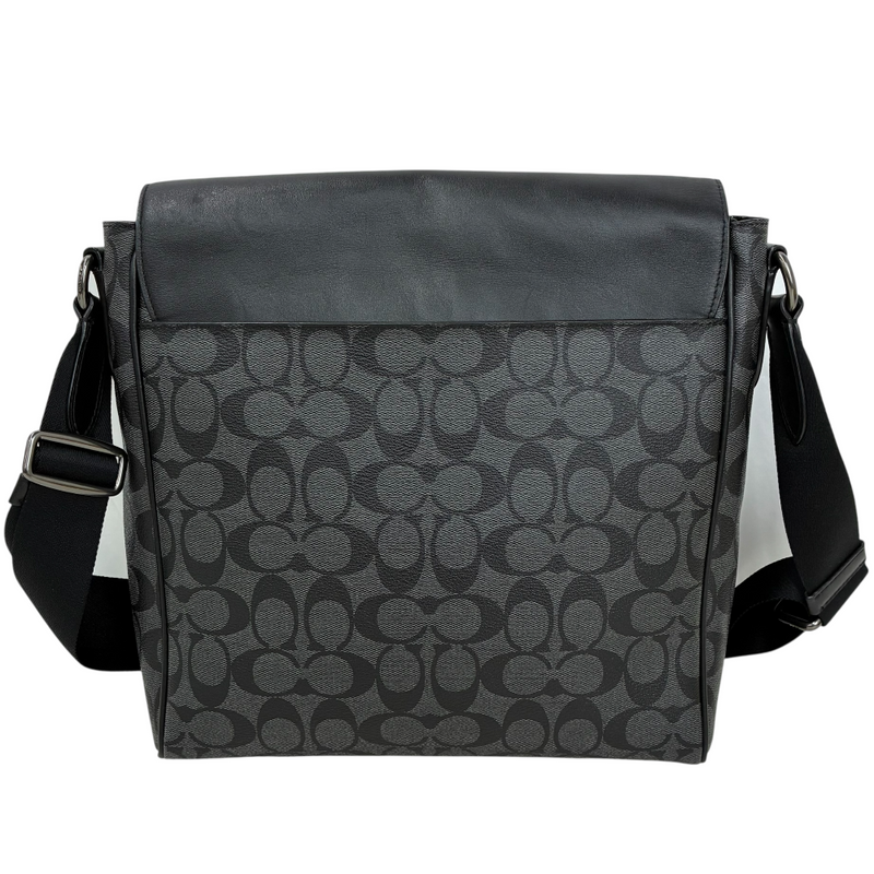 COACH PVCシグネチャー ヒューストン フラップショルダーバッグ F73339 チャコール×ブラック コーチ 【102060237007】