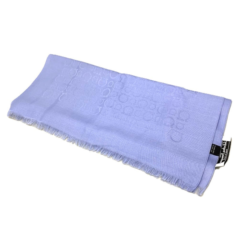 Salvatore Ferragamo ガンチーニ　ストール・マフラー　濃淡ガンチーニ柄　シルク×ウール　ライトブルー　フェラガモ 【102060265001】