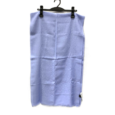 Salvatore Ferragamo ガンチーニ　ストール・マフラー　濃淡ガンチーニ柄　シルク×ウール　ライトブルー　フェラガモ 【102060265001】