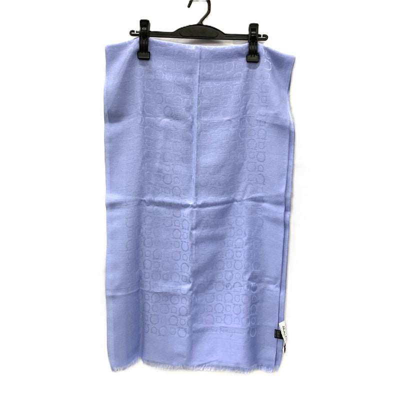 Salvatore Ferragamo ガンチーニ　ストール・マフラー　濃淡ガンチーニ柄　シルク×ウール　ライトブルー　フェラガモ 【102060265001】