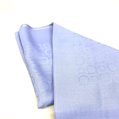 Salvatore Ferragamo ガンチーニ　ストール・マフラー　濃淡ガンチーニ柄　シルク×ウール　ライトブルー　フェラガモ 【102060265001】