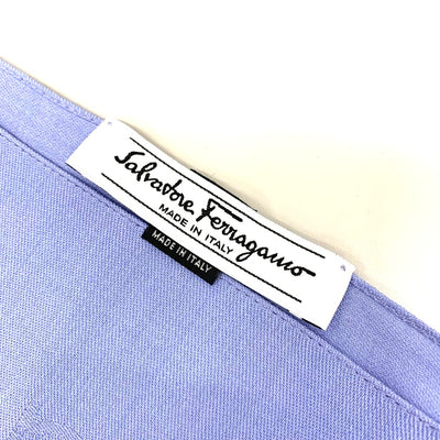 Salvatore Ferragamo ガンチーニ　ストール・マフラー　濃淡ガンチーニ柄　シルク×ウール　ライトブルー　フェラガモ 【102060265001】