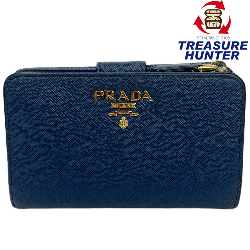 PRADA サフィアーノメタル 二つ折り財布 1ML225 BLUETTE プラダ 【102060275006】