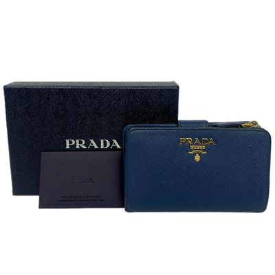 PRADA サフィアーノメタル 二つ折り財布 1ML225 BLUETTE プラダ 【102060275006】