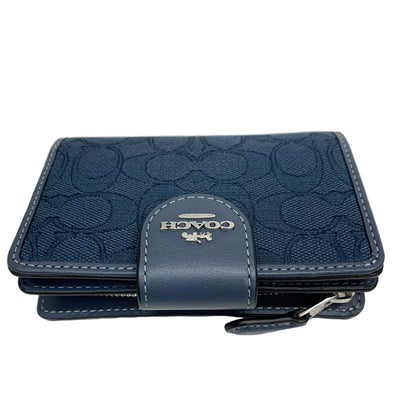 COACH コーチ シグネクチャー 2つ折り財布 CU402 デニムカラー PVC/レザー レディース ウォレット 【102060257005】