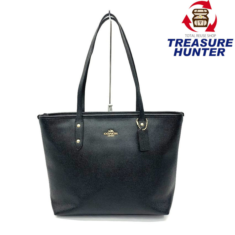 COACH(コーチ) シティ レザー トートバッグ F58846 ダブルフェースレザー ブラック ファスナー開閉 レディーズ バッグ 【102060388001】