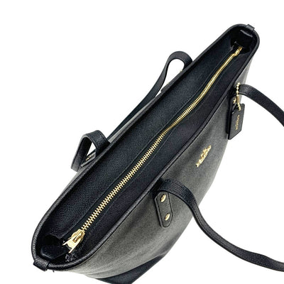 COACH(コーチ) シティ レザー トートバッグ F58846 ダブルフェースレザー ブラック ファスナー開閉 レディーズ バッグ 【102060388001】
