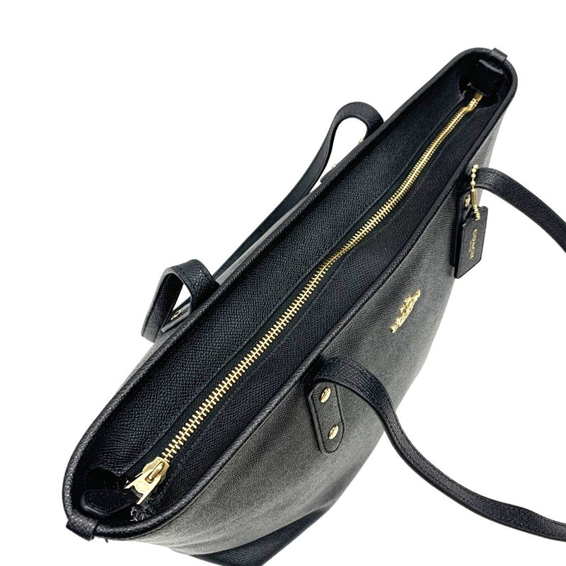 COACH(コーチ) シティ レザー トートバッグ F58846 ダブルフェースレザー ブラック ファスナー開閉 レディーズ バッグ 【102060388001】