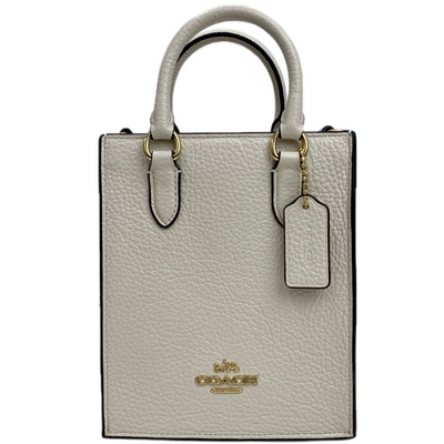COACH ペブルドレザー ノースサウスショルダーミニトートバッグ CJ500 チョーク コーチ 【102060418007】