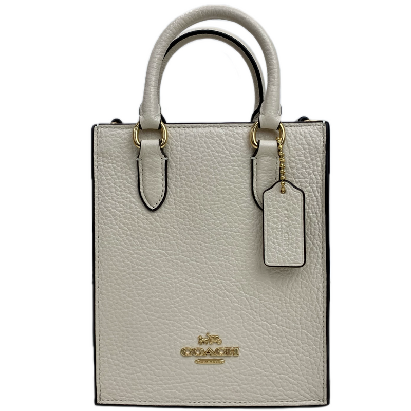 COACH ペブルドレザー ノースサウスショルダーミニトートバッグ CJ500 チョーク コーチ 【102060418007】